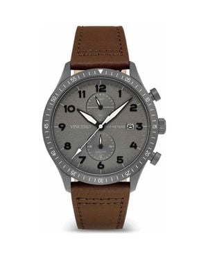 Vincero The Altitude Chronograph Leather Strap Watch, 43Mm - Gray