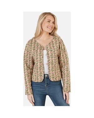 Yumi' Reversible Floral Quilted Jacket - Natural