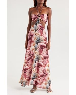 BOAMAR Chamberlain Cutout Halter Maxi Sundress - Red