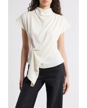 NIKKI LUND Jade Asymmetric Drape Top - White