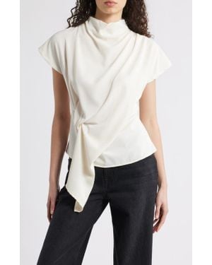 NIKKI LUND Jade Asymmetric Drape Top - White