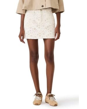 Steve Madden Beck Eyelet Embroidered Denim Miniskirt - White