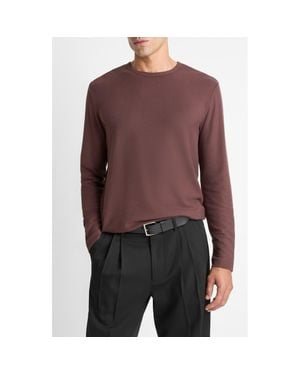 Vince Pima Cotton Piqué Long Sleeve T-Shirt - Brown