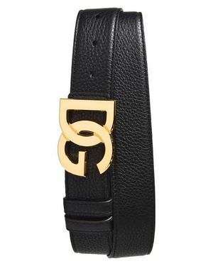 Dolce & Gabbana Dg Logo Buckle Leather Belt - Black