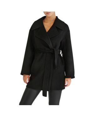 Belle & Bloom Eternal Flame Tie Waist Wool Blend Coat - Black