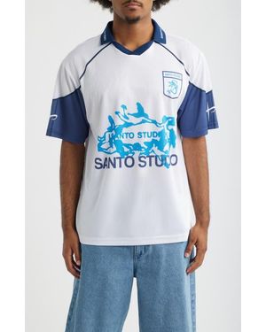 Saint Studio Faith Johnny Collar Short Sleeve Club Jersey - Blue