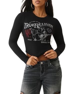 TRUE RELIGION Long Sleeve Buddha Graphic Tee - Black