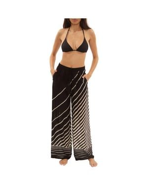 Trina Turk Net Stripe Wide Leg Cover-Up Pants - Black