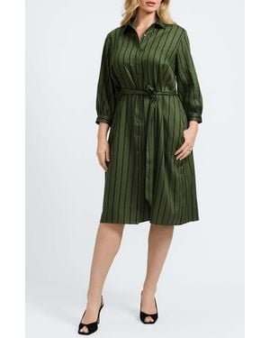Foxcroft Esther Stripe Cotton Shirtdress - Green