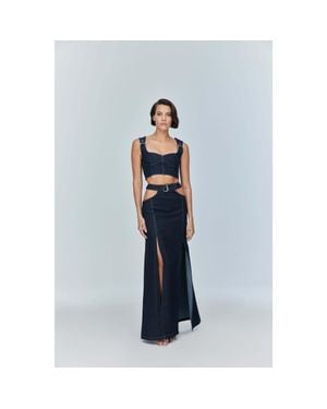 Jendue US Siena Maxi Denim Skirt - Blue