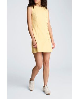 Kenneth Cole Texture Button Front Sleeveless Sheath Dress - White