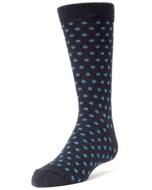 Memoi Polka Dot Dress Socks - Blue