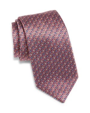 Canali Neat Silk Tie - Red