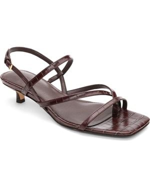 Sanctuary Energy Croc Embossed Kitten Heel Sandal - Brown