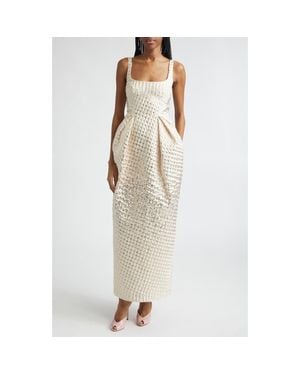 Christopher John Rogers Halftone Dot Jacquard Gown - White