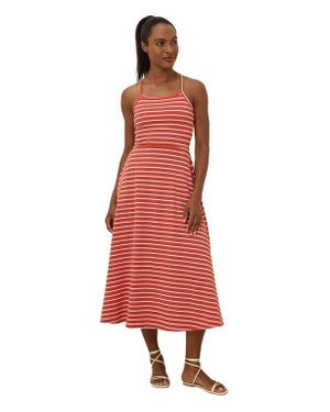 Pact Fit & Flare Gathered Halter Dress in Blue | Lyst