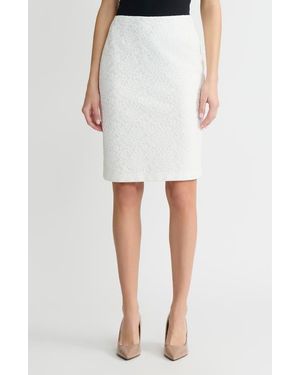 Kasper Lace Zip Pencil Skirt - White