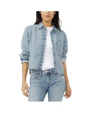 Silver Jeans Co. Lightweight Knit Denim Shirt - Blue