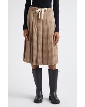 Moncler Microcheck Pleated Twill Skirt - Natural