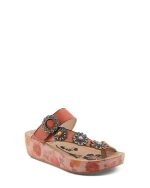 Spring Step Blissbloom Platform Wedge Flip Flop - Orange