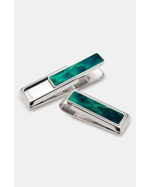 M-clip Mother-Of-Pearl Inlay Money Clip - Blue