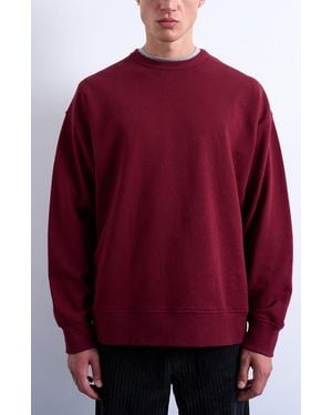 TOPMAN Lightweight Oversize Cotton Sweatshirt - Red