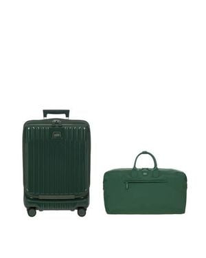 Bric's Positano 2 Piece Set 21 Carry On Expandable Spinner W/Pocket & 22 Deluxe Duffle - Green