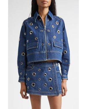 Cinq À Sept Harriet Denim Grommet Jacket - Blue