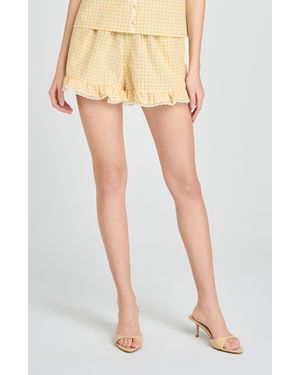 Wayf Emma Ruffle Lace Trim Shorts - Natural