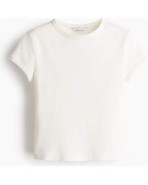 H&M Ribbed T-Shirt - White