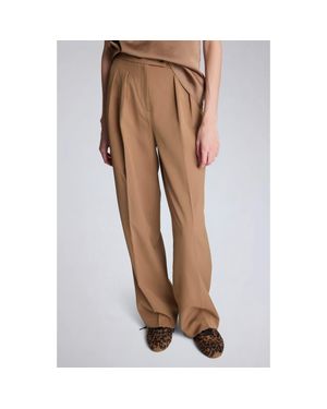 Kenneth Cole Pleated Mid Rise Wide Leg Pants - Brown