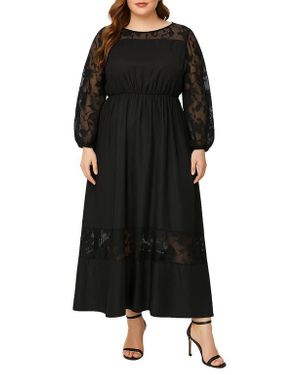 Standards & Practices Mixed Media Long Sleeve Maxi Dress - Black