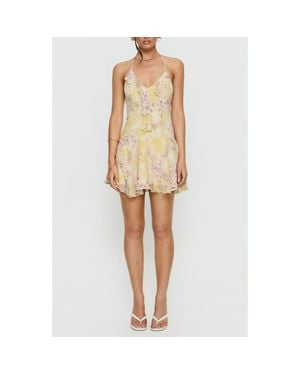 Princess Polly Hey Blondie Ruffle Halter Minidress - Natural