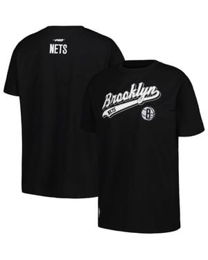 Pro Standard Brooklyn Nets Script Boyfriend T-Shirt - Black