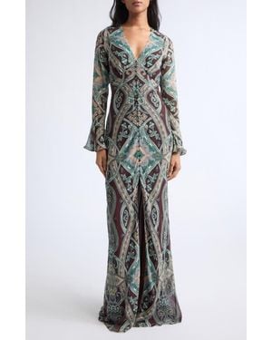 Veronica Beard Daciana Long Sleeve Silk Dress - Multicolor