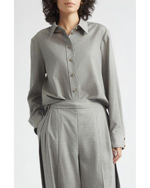 Zimmermann Valiant Wool Button-Up Shirt - Gray