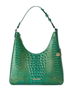 Brahmin Tabitha Croc Embossed Leather Shoulder Bag - Green