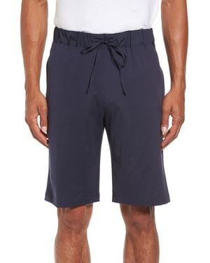 Hanro Night And Day Cotton Knit Drawstring Shorts - Blue