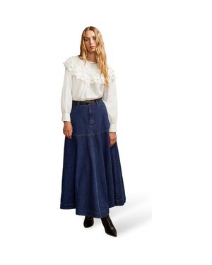Ro&zo Denim Maxi Skirt - Blue