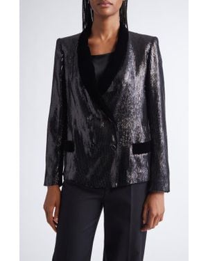 Emporio Armani Sequin Double Breasted Blazer - Black