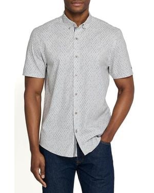 Brooklyn Brigade Prospect Shell Short Sleeve Button Down Performance Shirt - White