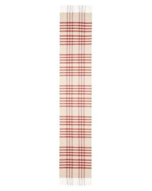 Johnstons of Elgin Grid Check Cashmere Fringe Scarf - White
