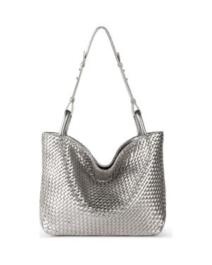 The Sak Los Feliz Medium Tote Woven Leather Bag - Gray