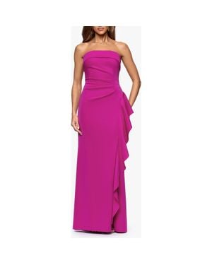 Xscape Evenings Ruffle Strapless Scuba Crepe Gown - Purple
