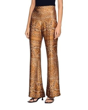Sandro Bandana-Print Floaty Pants - Brown