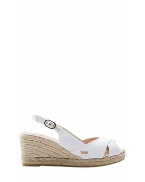 VISCATA Llansa Premium Fabrics Canvas Espadrille Sandal Wedges - White