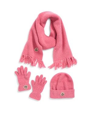 Moncler Kids' Beanie, Gloves & Scarf Set - Pink