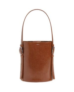 Coperni Ergonomic Lizard Print Leather Bucket Bag - Brown