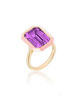 Goshwara Queen Emerald Cut Ring - Pink