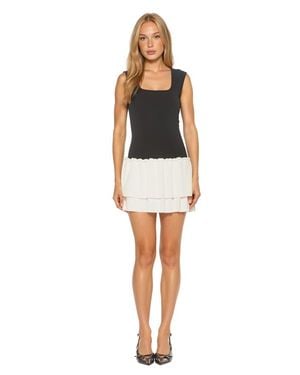 Alexia Admor Kairos Cap Sleeve Square Neck Ruffle Knit Dress - Multicolor